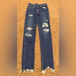 American Eagle Outfitters Distressed Blue Skinny Jeans